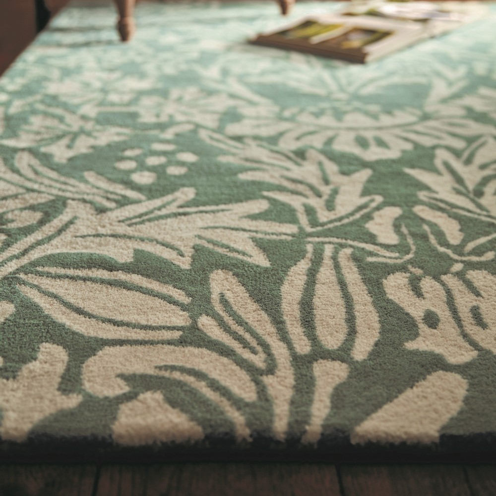 Heritage 1 Floral Rugs in Soft Teal